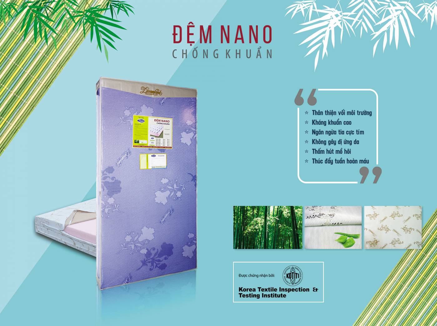 Đệm bông ép Nano chống khuẩn Dreamland